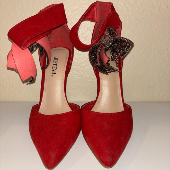 JUSTFAB “Lucy Bow Courts” red heels - Picture 3 of 4